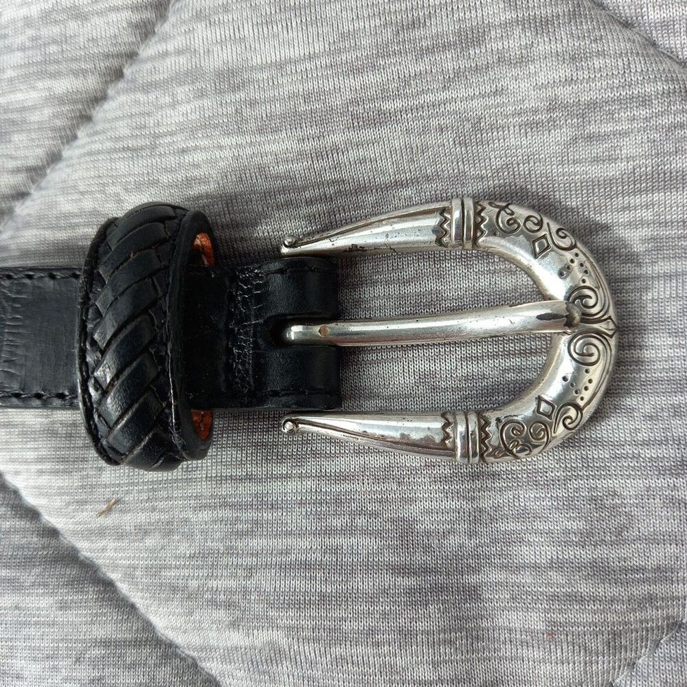 Brighton Black Leather XL belt with lacing, dot conchos & silver-tone buckle - Picture 5 of 8